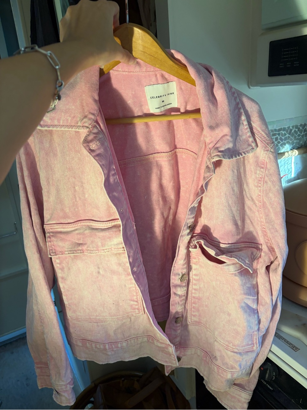 Celebrity Pink Washed Pink Denim Jacket